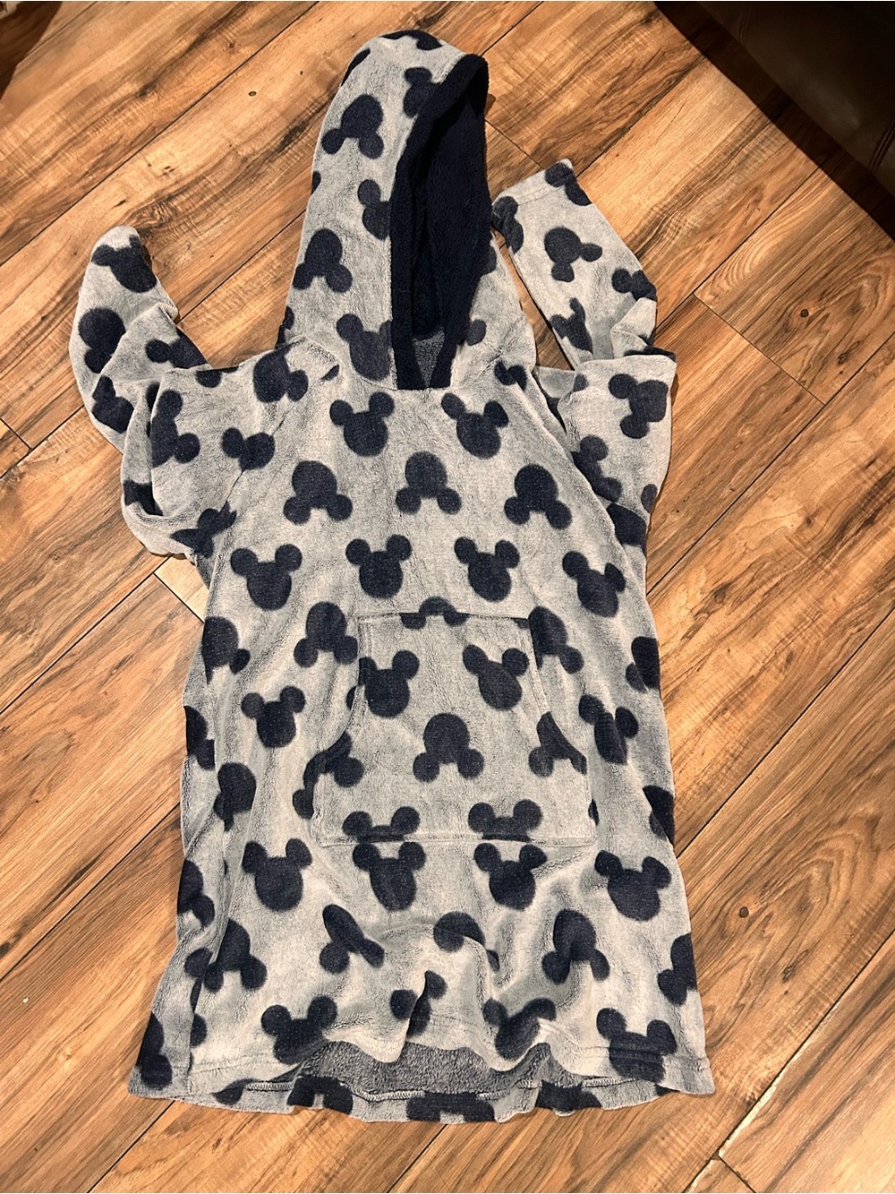 Disney Gray and Black Mickey Plush Hooded Sleep Tunic